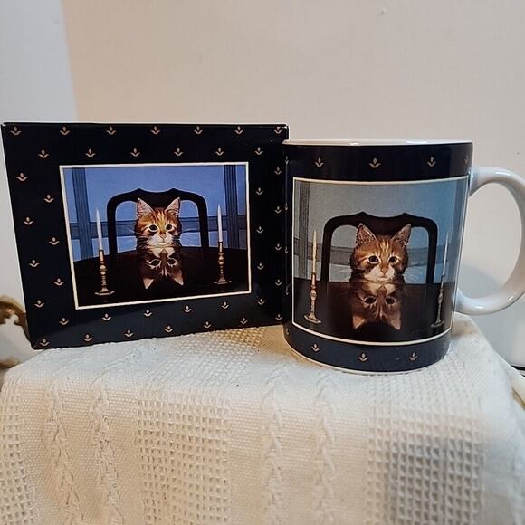 VTG 1997 Lang & Wise "Lord Buffington" Kitty Cat At Dining Table mug" with box - Picture 1 of 9